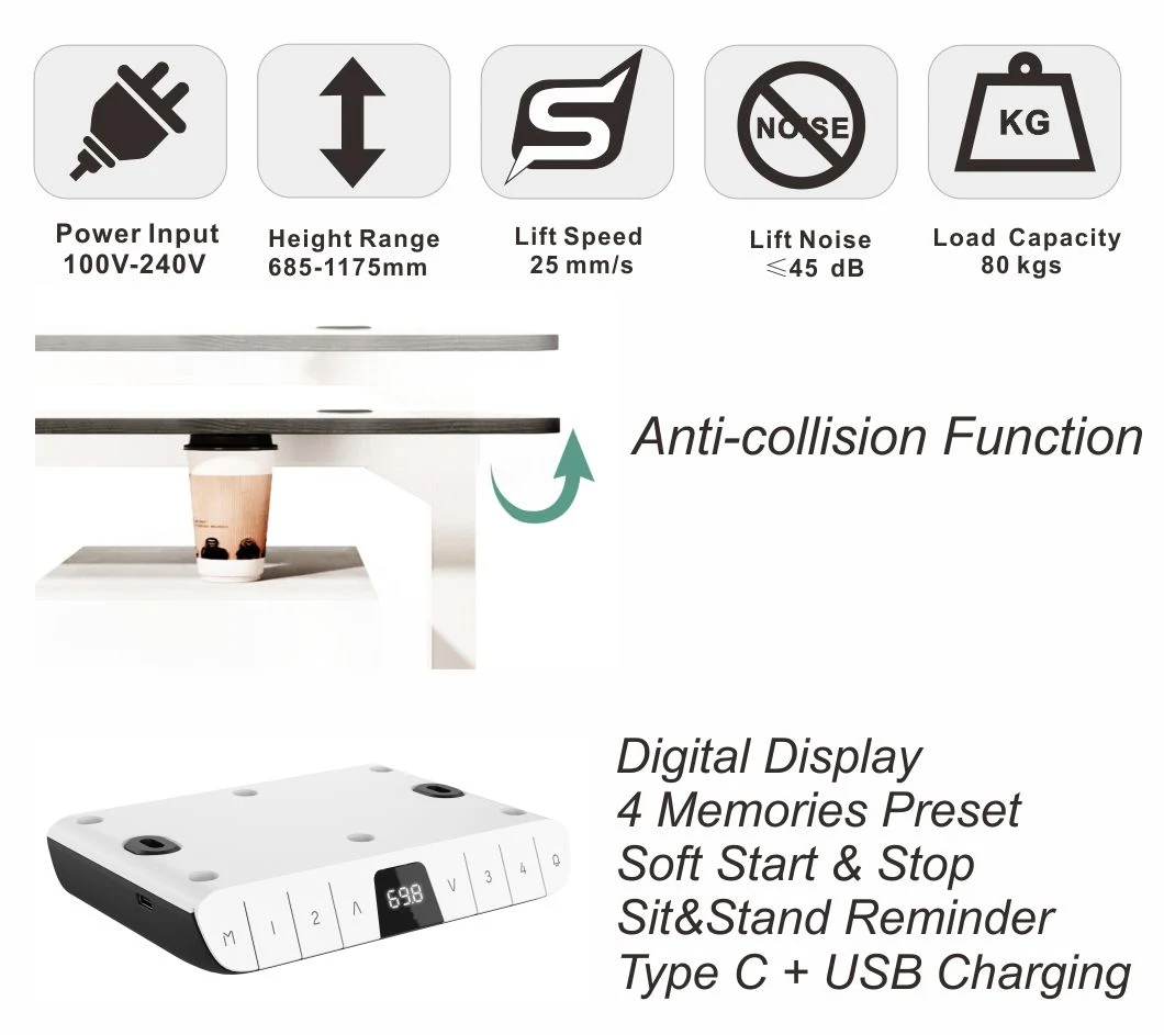 Electric Sit Stand Dual Motor Height Adjustable Standing Desk for Office Home Dm-Dcc01