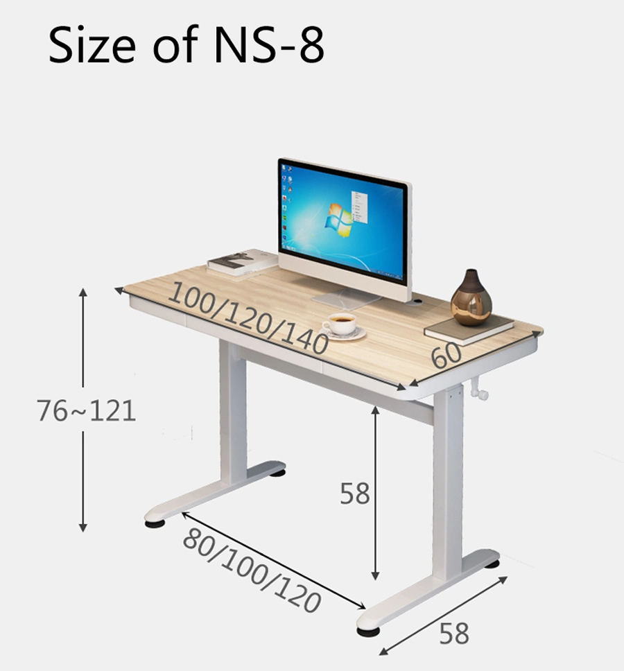 Manual Control Standing Desk Height Adjustable School Study Sit Stand Computer Desk for Home Office